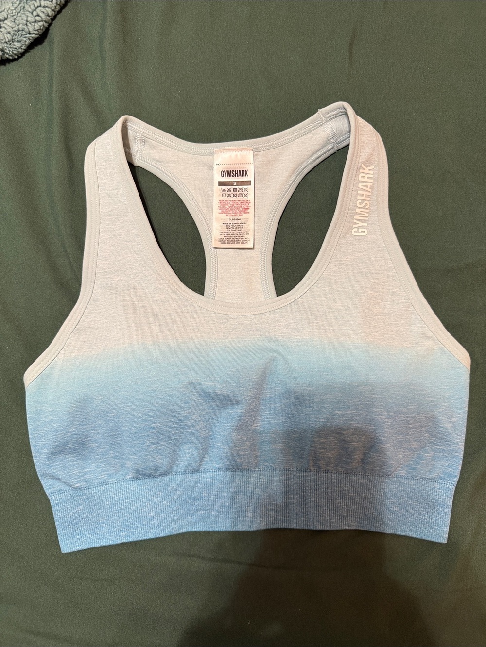 Gymshark Ombre Seamless Sports Bra in Blue and White